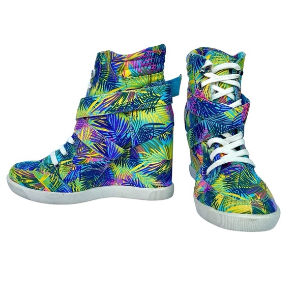 Madonna Material Girl Wedge Sneakers Sz 7 Tropical Coconut Girl Festival Shoes - Picture 2 of 16